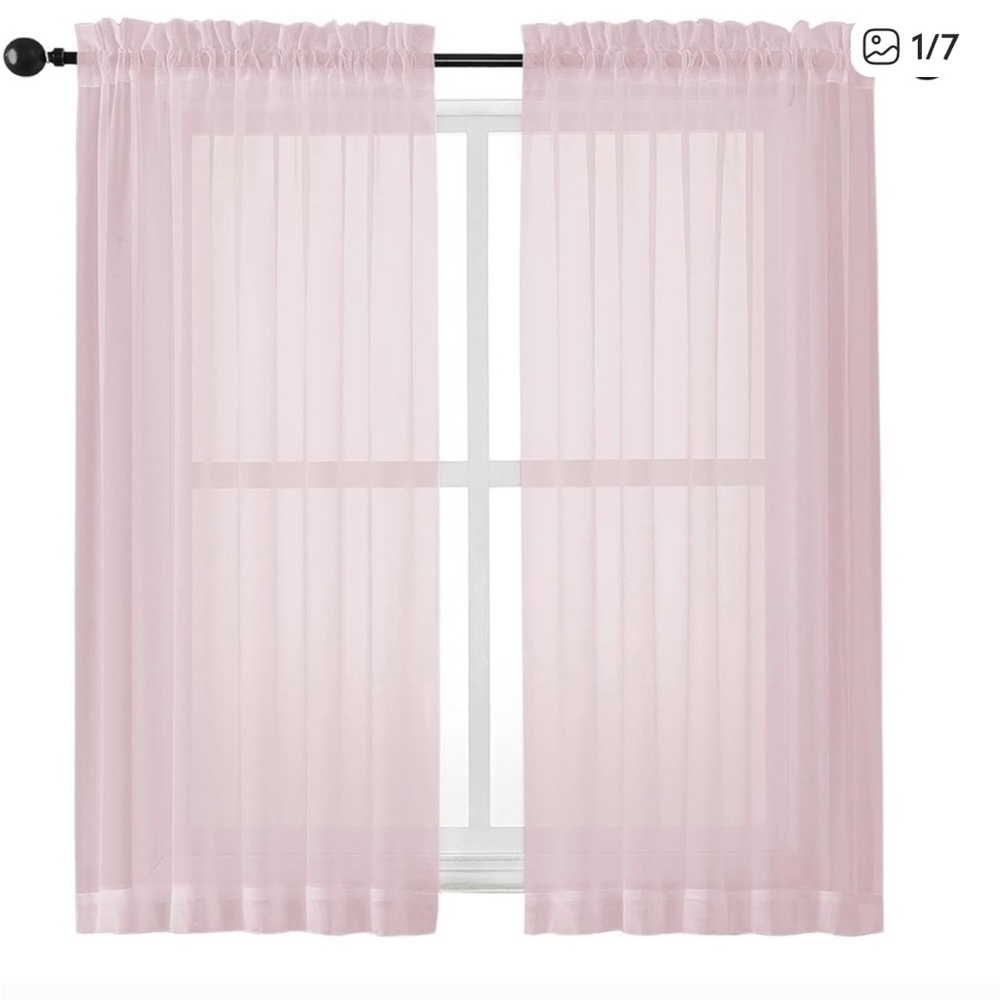 OWENIE Sheer Curtains, Blush, 2 Panels, 42”W× 96”L,